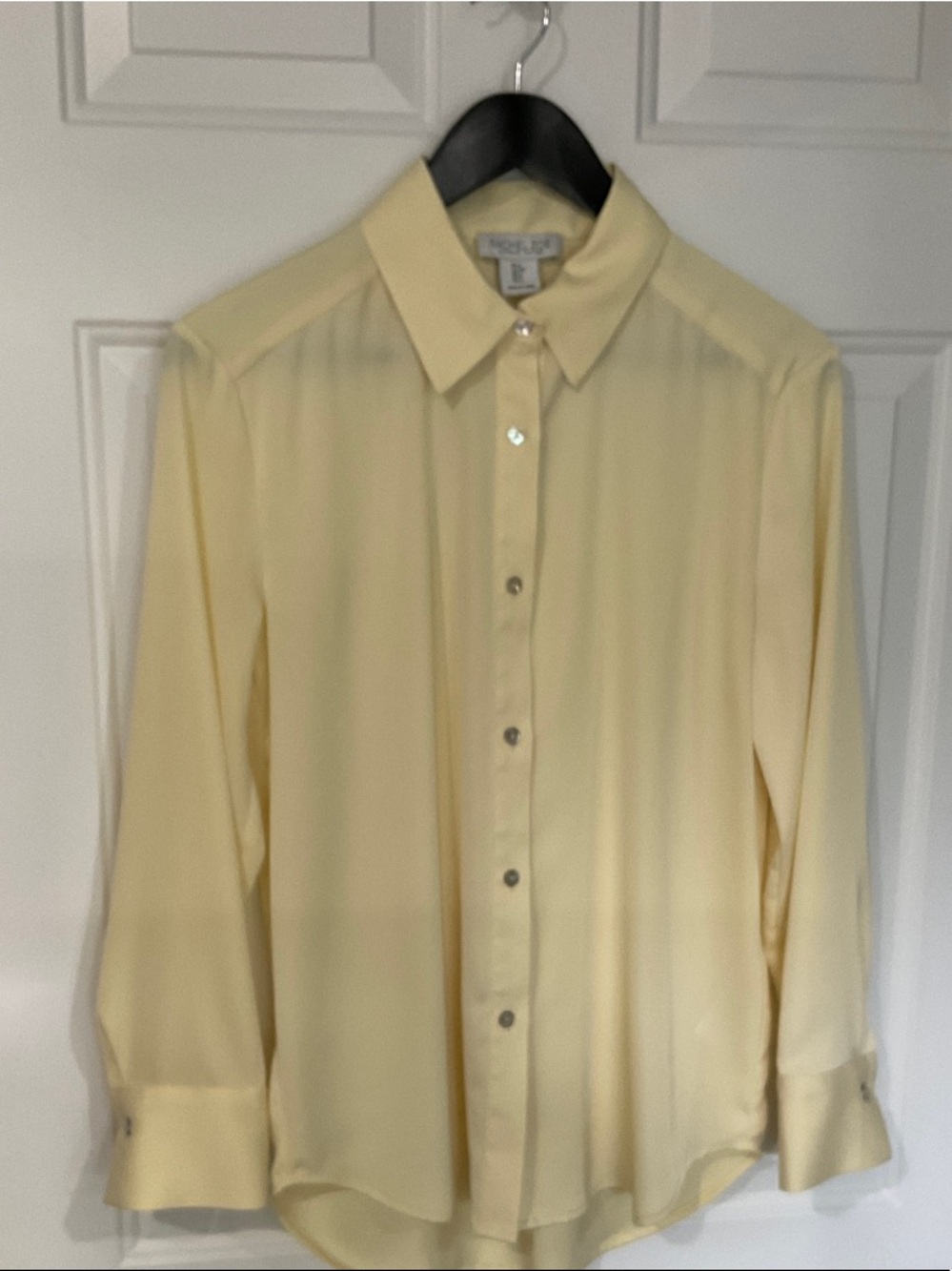 Rachel Zoe Pale Yellow Silk Button-Up Blouse